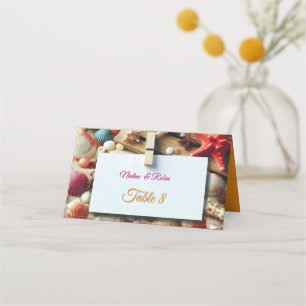 Seaside Wedding Celebrations on the Beach Place Card