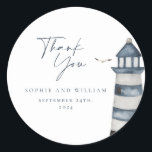 Seaside Wedding Thank You  Classic Round Sticker<br><div class="desc">Seaside Wedding Thank You Classic Round Sticker</div>