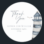 Seaside Wedding Thank You  Classic Round Sticker<br><div class="desc">Seaside Wedding Thank You Classic Round Sticker</div>