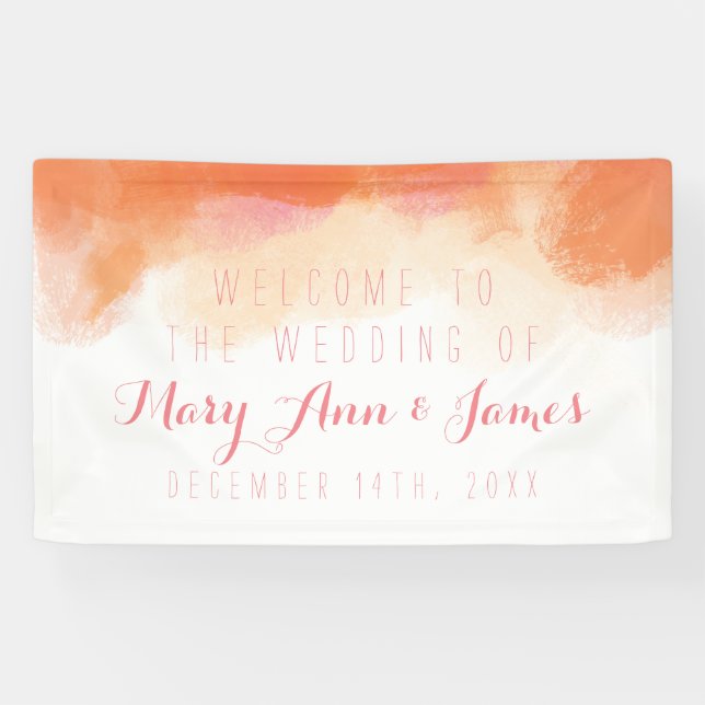 Seaside Wedding Welcome Blush Watercolor Banner (Horizontal)