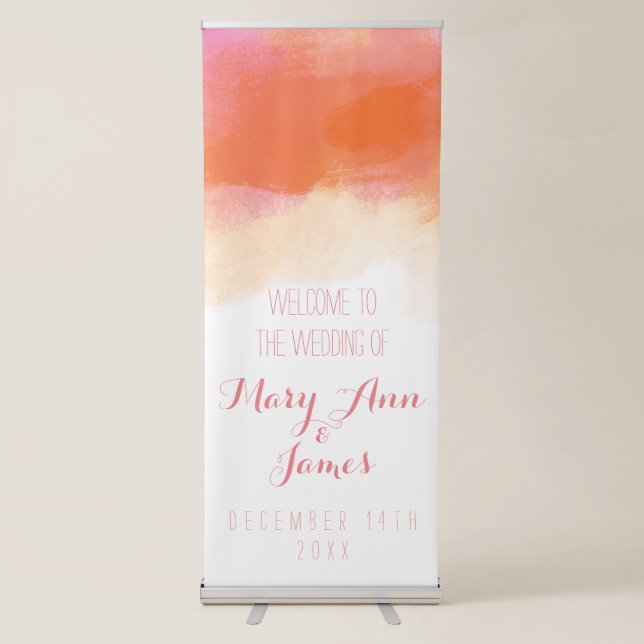 Seaside Wedding Welcome Blush Watercolor Retractable Banner (Front)