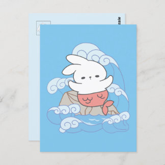 Seaside Whimsy Mer-Bunny Adventure Postcard