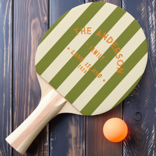 Seaside Willow Green Striping & Family Name Ping Pong Paddle