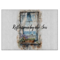 Seaside Window View Watercolor Coastal Scene