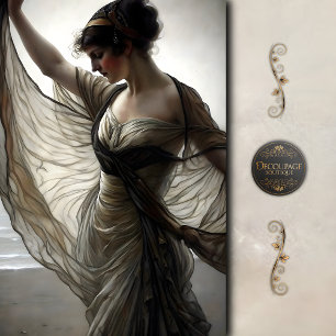 Seaside windswept dancer in taupe decoupage tissue paper