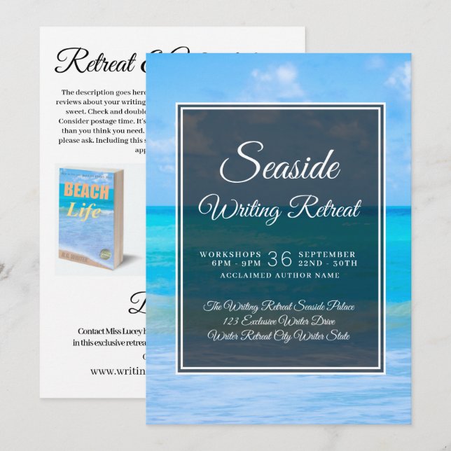 Seaside Writing Retreat Author Life Coach Business Invitation (Front/Back)