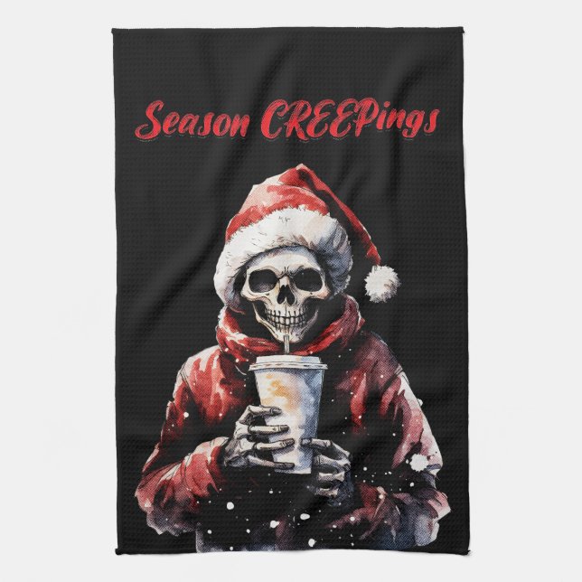 Season Creepings Christmas Skeleton Tea Towel (Vertical)