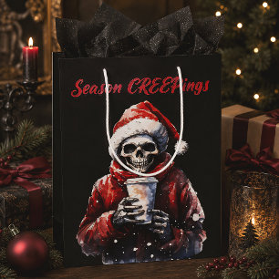 Season Creepings Santa Skeleton Spooky Christmas Medium Gift Bag