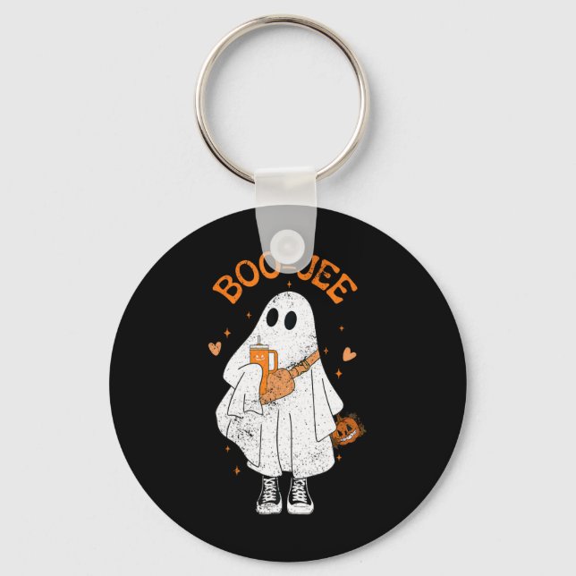 Season Cute Ghost Halloween Boujee Boo Jee 1  Key Ring (Front)