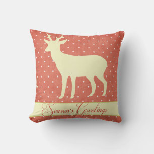Season Deer Pillow - Coral Polka Dots d2