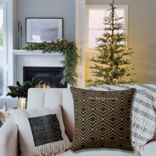 Season Diamante Faux Gold on Black Cushion