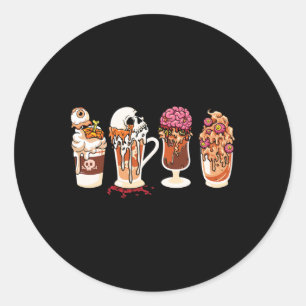 Season Fall Coffee Horror Movie And Coffee Hallowe Classic Round Sticker
