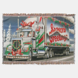 Season Greeting Trucking Santa Throw Blanket
