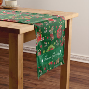 Season Greetings Christmas Gingerbread Men Short Table Runner
