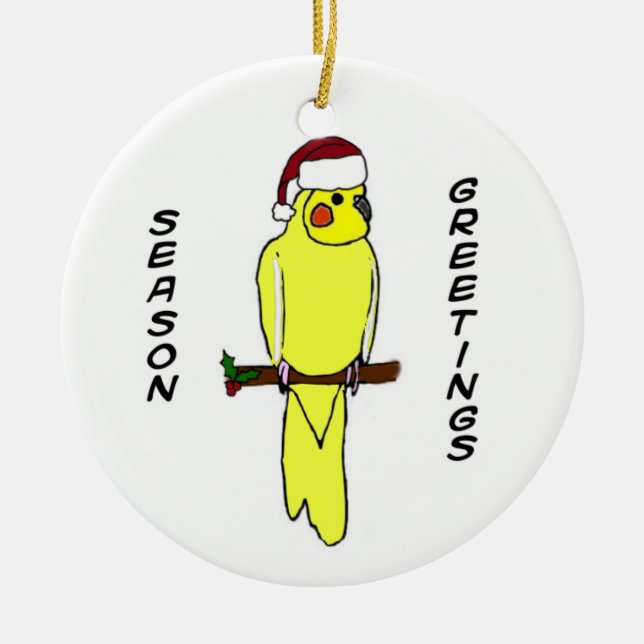 Season Greetings Cockatiel Christmas Ornament (Front)