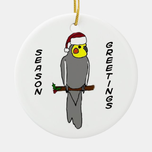 Season Greetings Cockatiel Christmas Ornament (Front)