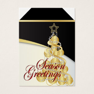 Season Greetings Gold Christmas Tree Tags