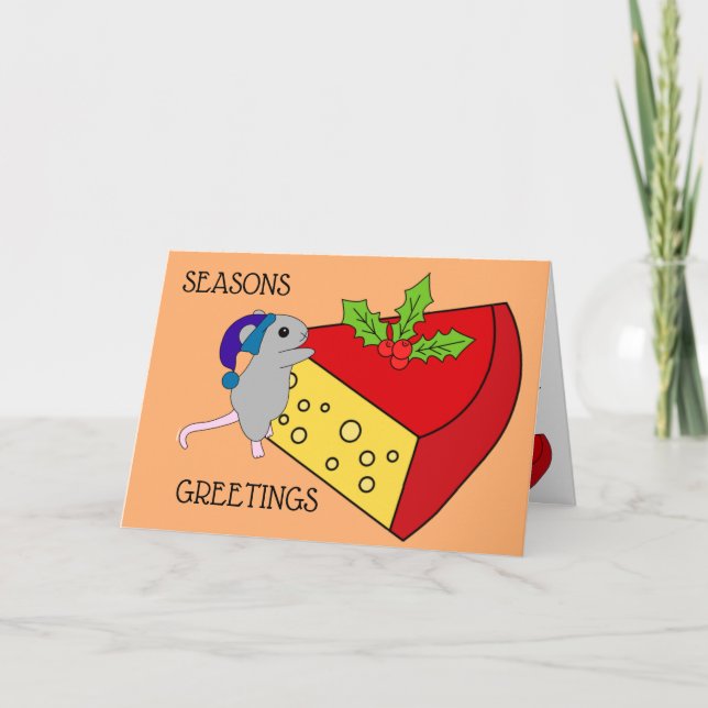 Season Greetings Mouse Cheese Humor Funny Card (Front)