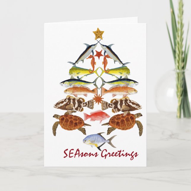 Season Greetings- Ocean fish Christmas Card (Front)