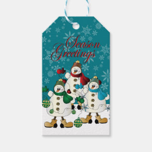Season Greetings Snowmen Pals   Christmas Gift Tags