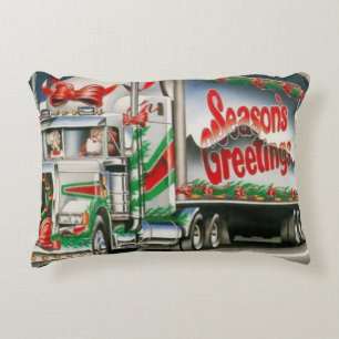 Season Greetings Trucking Santa Decorative Cushion