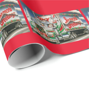 Season Greetings Trucking Santa Wrapping Paper