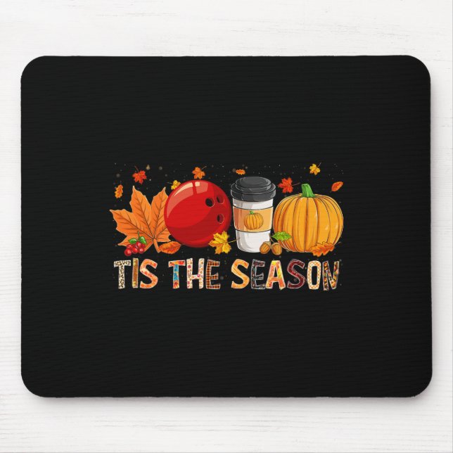Season Leopard Pumpkin Bowling Halloween Fall Leaf Mouse Mat (Front)