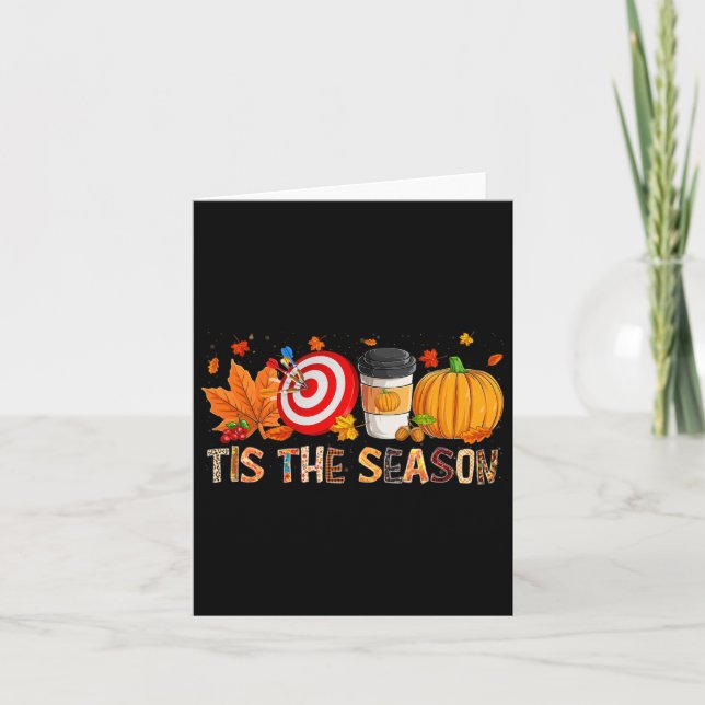 Season Leopard Pumpkin Darts Halloween Fall Leaf  Card (Front)