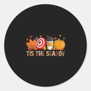 Season Leopard Pumpkin Darts Halloween Fall Leaf Classic Round Sticker