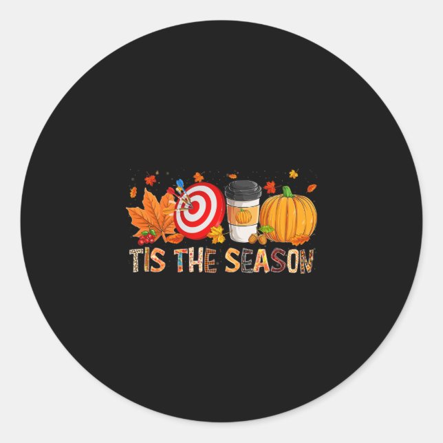 Season Leopard Pumpkin Darts Halloween Fall Leaf  Classic Round Sticker (Front)