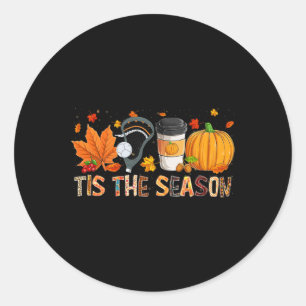 Season Leopard Pumpkin Lacrosse Halloween Fall Lea Classic Round Sticker