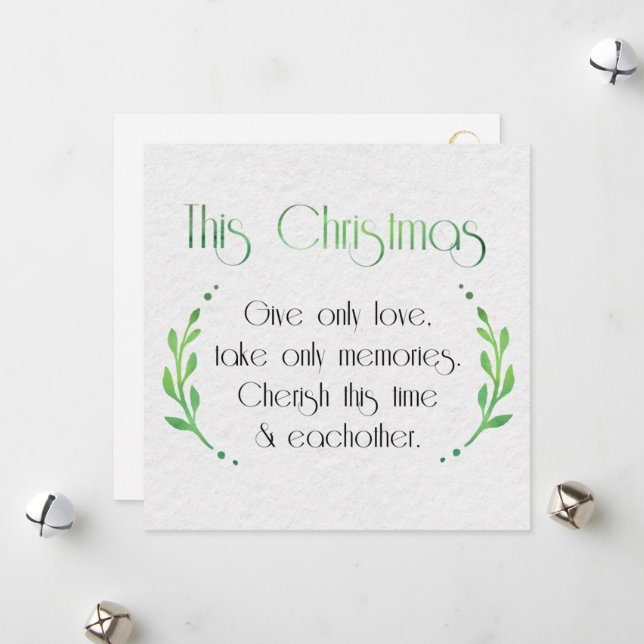 Season Minimalist Sentiment with Gold Flourishes Holiday Card (Front/Back In Situ)