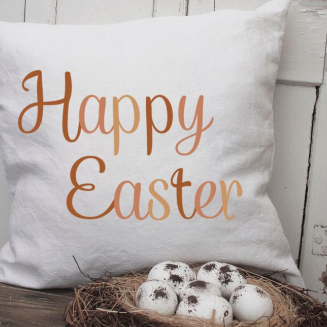 Season of Happy Easter, Cute Brown Lettering  Cushion (Creator Uploaded)