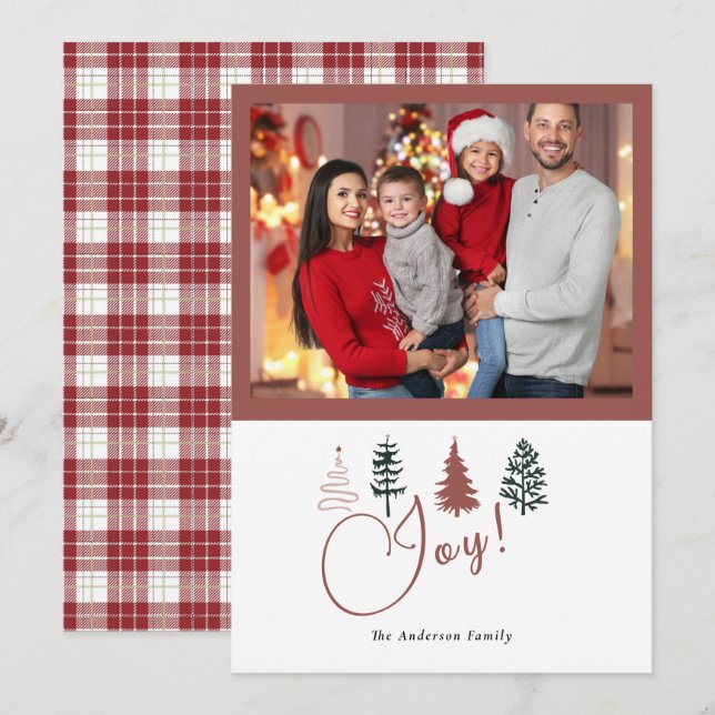 Season Of Joy Holiday Plaid Lovely Family Photo (Front/Back)