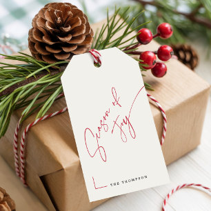 Season of Joy Red Calligraphy Merry Christmas Gift Tags