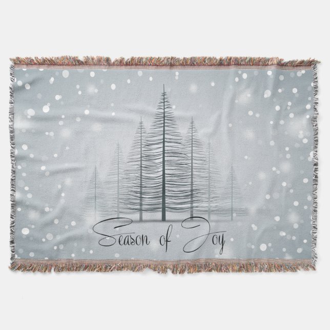 Season of Joy Winter Trees Throw Blanket (Front)