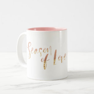 Season of Love   Stylish Pink Gold Script Monogram Two-Tone Coffee Mug