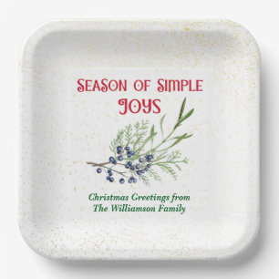 Season of Simple Joys Blue Juniper Christmas Paper Plate