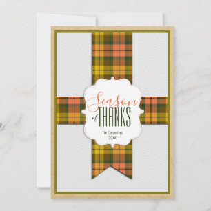 Season of Thanks Fall Tartan Ribbon Thanksgiving Card
