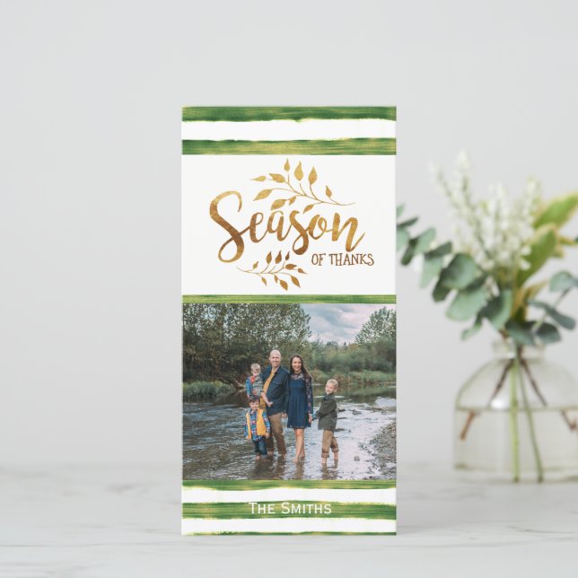 Season of Thanks Thanksgiving Holiday Photo Card (Standing Front)