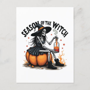 Season Of the Witch Spooky Hallowee Wtich Announcement Postcard