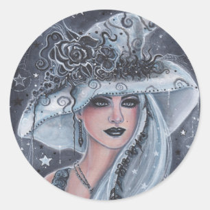 Season of the witch with owls by Renee Lavoie Classic Round Sticker