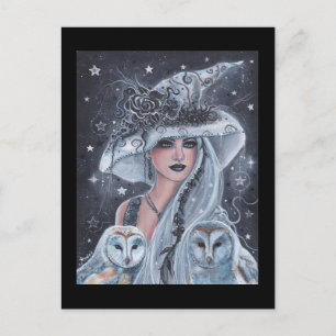 Season of the witch with owls by Renee Lavoie Postcard