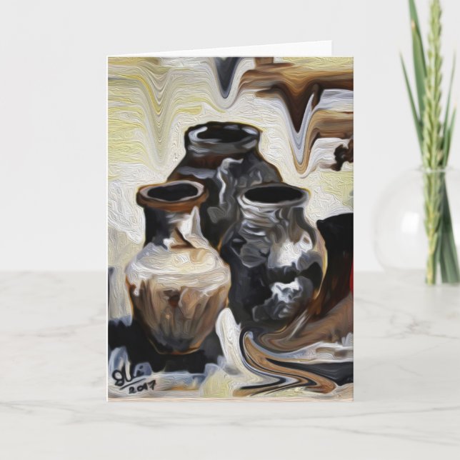 Season’s Greeting Card, Collecting Dripping Colour Holiday Card (Front)