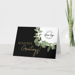 Season’s Greetings! Company Logo black Custom  Holiday Card