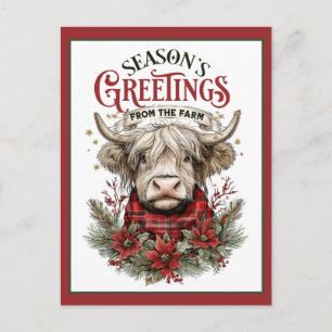 Season’s Greetings from the Farm – Highland Cow Postcard