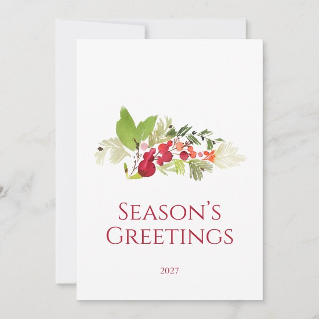 Season’s Greetings Holly Berry Card (Front)