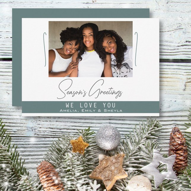 Season`s Greetings Minimalist Photo Christmas Holiday Card (Creator Uploaded)