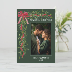 Season’s Greetings Mistletoe Photo Christmas Holiday Card