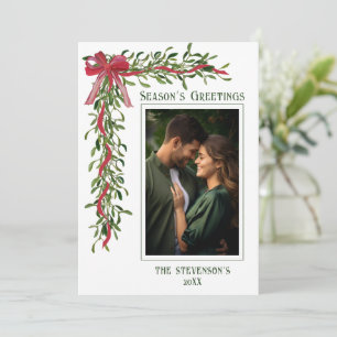 Season’s Greetings Mistletoe Photo Christmas Holiday Card
